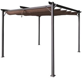 Bruine La Palma terraspergola 3x3m met Garden Point gordijnen
