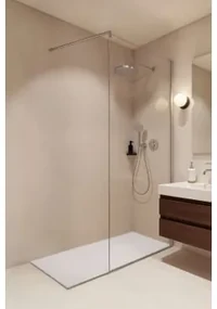 Vaste Douchewand Met 8 Mm Gehard Glas En Bristol Aluminium Geborsteld Grijs & Transparant & 80 X 195 Cm - Sklum