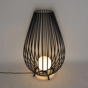 Design vloerlamp zwart met opaal 110 cm IP44 - Angela