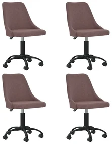vidaXL Eetkamerstoelen draaibaar 4 st stof bruin