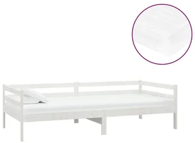 vidaXL Slaapbank met matras massief grenenhout wit 90x200 cm