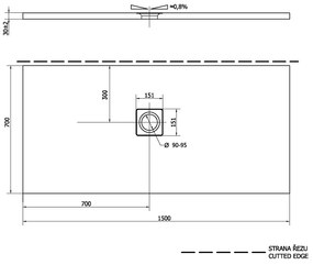 Polysan Flexia rechthoekige douchebak 150x70cm wit