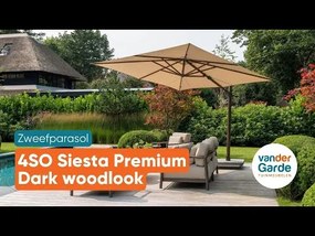 4 Seasons Zweefparasol Siesta premium 300x300 cm. - beach/dark woodlook