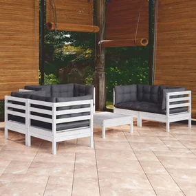 vidaXL 7-delige Loungeset met kussens massief grenenhout