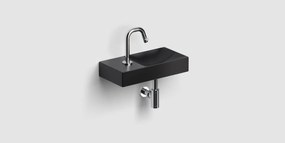 Clou Vale keramische fontein 38cm met kraangat links zwart mat