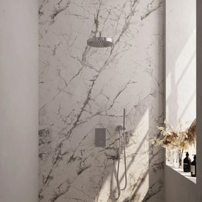 Brauer Stripe inbouw regendouche met 25cm hoofddouche, gebogen muurarm en staafhanddouche set 14 chroom