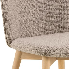 Eetkamerstoel Met Houten Poten Beige Boucle