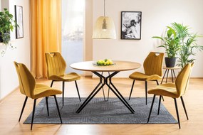 Stoel ARNO kerrie, geel/mosterdgeel) (stof Bluvel 68) - modern, gestoffeerd, voor woon-/eetkamer
