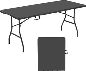 VEVOR Opvouwbare tafel Buffettafel Draagbare Multifunctionele tafel 180 cm, Rechthoekige kunststof tafel (voor 4-6 personen) met geïntegreerde handgreep, Tuintafel Campingtafel voor Feesten Picknicks Kamperen, Zwart
