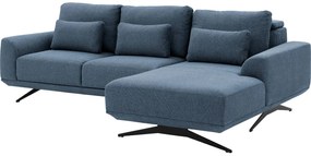 Goossens Excellent Bank Princess blauw, stof, 3-zits, elegant chic met chaise longue rechts