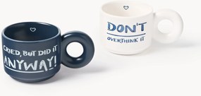 Stapelbare porseleinen mokken Tutti met decoratief motief, 2-delig