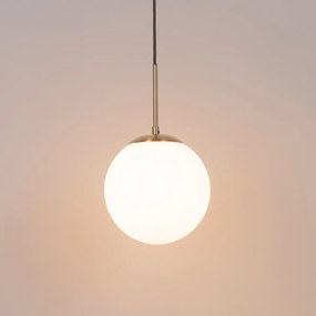 Art Deco hanglamp goud met opaal glas incl. rail adapter zwart 1-fase - Iconic Flore