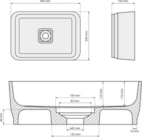 Polysan Banera waskom vierkant 50x36cm antraciet mat