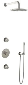 Hotbath Buddy IBS Regendoucheset - 35cm wandarm - 25cm ronde hoofddouche - staafhanddouche - geborsteld nikkel IBS1GN4