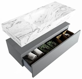 Mondiaz Alan DLux badmeubel 110cm plata 1 lade met wastafel glace midden zonder kraangat