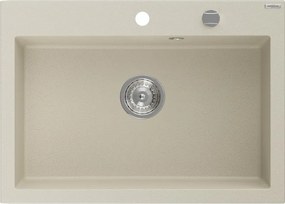 Mexen Elix granieten gootsteen 1-kamerig 700 x 500 mm, beige, chromen sifon - 6526701005-69