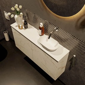 Mondiaz Fowy toiletmeubel 100cm Carrara met witte waskom rechts zonder kraangat