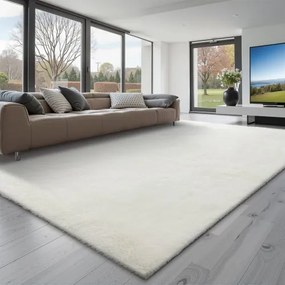 VEVOR Hoogpolig Vloerkleed 3048x2438 mm, pluizig woonkamer vloerkleed met drielaags materiaal, 35 mm poolhoogte, voor woonkamer, slaapkamer, loungehoek, pluisvrij en zacht, wit