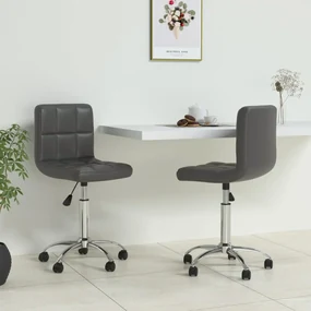 vidaXL Eetkamerstoelen draaibaar 2 st kunstleer grijs