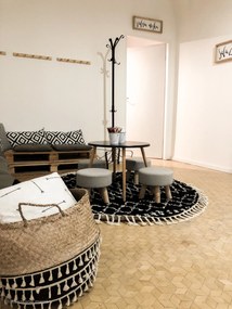 Tapijt BERBER ETHNIC G3802 ROND zwart / witrand ,  Barber , marokkaanse shaggy