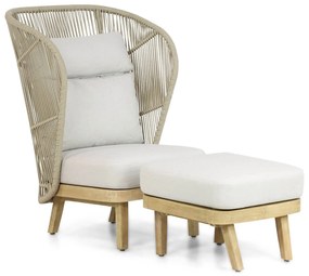 Bistroset 1 persoon Teakhout/rope Naturel teak Coco Napoli