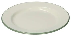 Bord, emaille, groengrijs/wit,Ø 22 cm