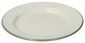 Bord, emaille, groengrijs/wit,Ø 22 cm
