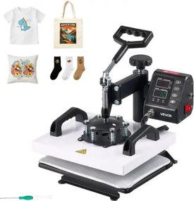 VEVOR Transferpers 30x23cm Sublimatiemachine 700W Textielpers, met zwenkarm Snelle en gelijkmatige verwarming Tijd- en temperatuurregeling T-shirts Stoffen tassen Kussenslopen Sokken