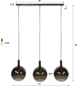 Hanglamp Tricolore 3-lichts Bruin