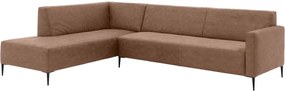 Goossens Bank Key West bruin, micro leer, 3-zits, modern design met ligelement links