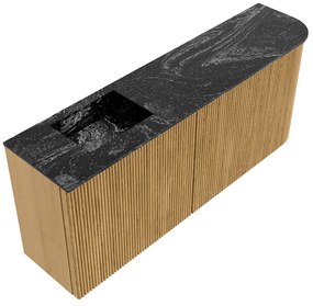 Mondiaz Joya DLux 100cm toiletmeubel ronding rechts oak met wastafel faye links zonder kraangat lava