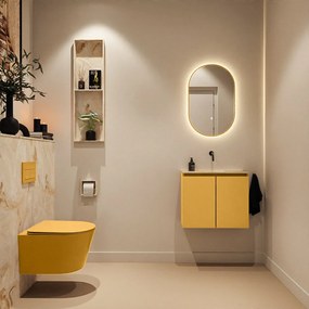 Mondiaz Ture DLux toiletmeubel 60cm ocher met wastafel frappe midden zonder kraangat