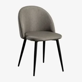 Kana Set Van 2 Eetkamerstoelen Zwart & Linnen Grijs – Taupe - Sklum