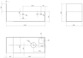 Clou Flush 3 open kast met handdoekhouder rechts zwart mat