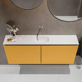 Mondiaz Ture 120cm toiletmeubel ocher met wastafel talc midden geen kraangat