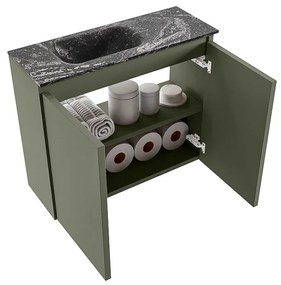 Mondiaz Ture DLux toiletmeubel 60cm army met wastafel lava links met kraangat