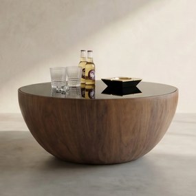 Ronde Bol Salontafel Walnoot - 80 X 80cm.