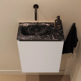 Mondiaz Ture DLux toiletmeubel 40cm linen met wastafel lava links zonder kraangat