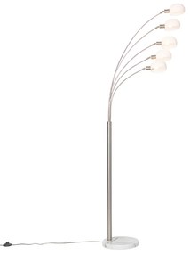 Design vloerlamp staal met opaal glas 5-lichts - Sixties Marmo Design E14 Binnenverlichting Lamp