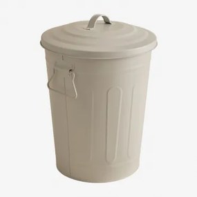 Prullenbak Met Deksel Van Gegalvaniseerd Staal Susi Tapioca Beige & 10 L - Sklum