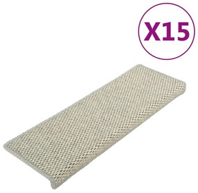 vidaXL Trapmatten zelfklevend 15 st sisal-look 65x25 cm grijs