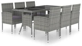 vidaXL 7-delige Tuinset poly rattan antracietkleurig en grijs
