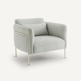 Fauteuil in geextureerde stof en satijn nikkel, Alistair