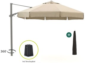 + 10% kassakorting | Parasol Shadowline Miami | Inclusief hoes | Rond | 350cm | Met draaihendel | Bruin | Kees Smit Tuinmeubelen