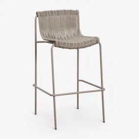 Pack Van 2 Hoge Krukken Van Synthetisch Riet En Staal Revia Moka Bruin & ↑75 Cm - Sklum