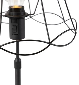 Tafellamp zwart met Granny Frame 30 cm verstelbaar - Parte Industriele / Industrie / Industrial Minimalistisch E27 Draadlamp cilinder / rond rond Binnenverlichting Lamp