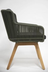 4 Seasons Outdoor Flores tuinstoel groen met teak onderstel SALE  Tuinstoel    houtkleur weerbestendig