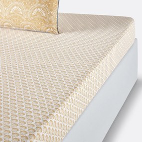 Bedrukt hoeslaken in gewassen zuiver katoen Jaipur