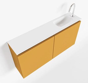 Mondiaz Ture 100cm toiletmeubel ocher met wastafel talc rechts 1 kraangat