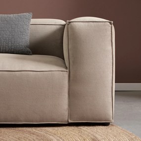 Beige Rib Bank Met Chaise Longue Links